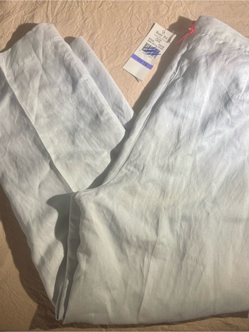 Ruby Rd. White Lined LinenPants -New With Tags